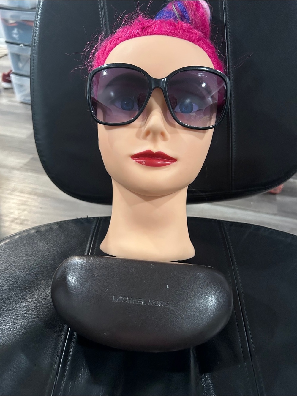 Michael Kors Black Frame Sunglasses with Gradient purple Lenses with hard case